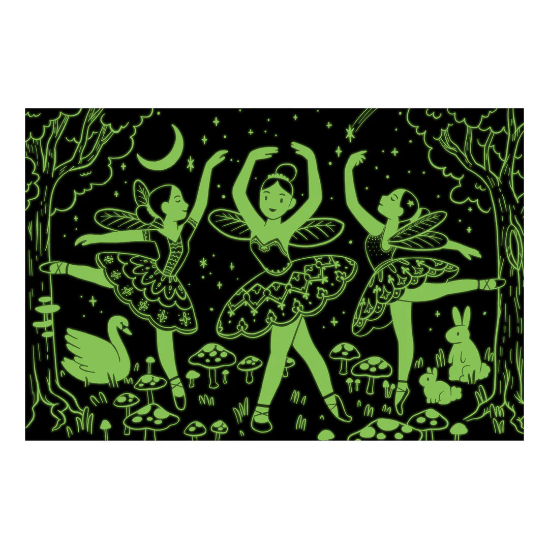 Puzzle fosforescent, 100 piese - Moonlight Ballet, Glow in the Dark - Mudpuppy