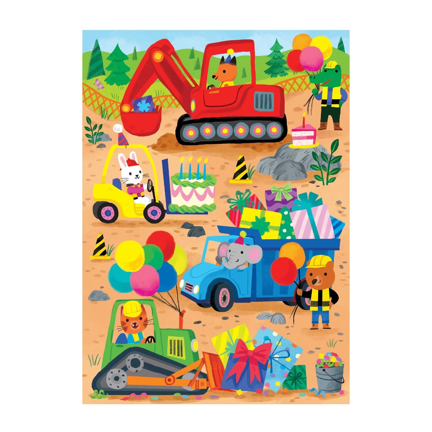 Puzzle felicitare - Construction Site Birthday - Mudpuppy