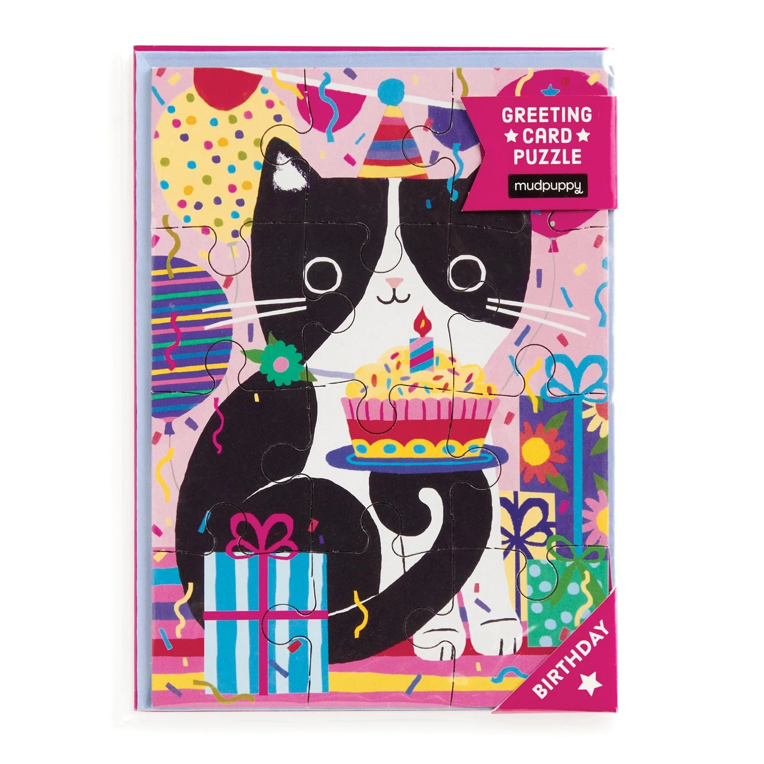 Puzzle felicitare - Purr-fect Cat Birthday - Mudpuppy