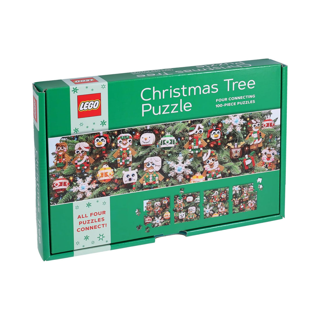 Puzzle colaborativ, 4 x 100 piese - Christmas Tree - LEGO