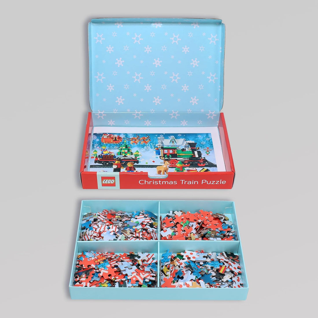 Puzzle colaborativ, 4 x 100 piese - Christmas Train - LEGO
