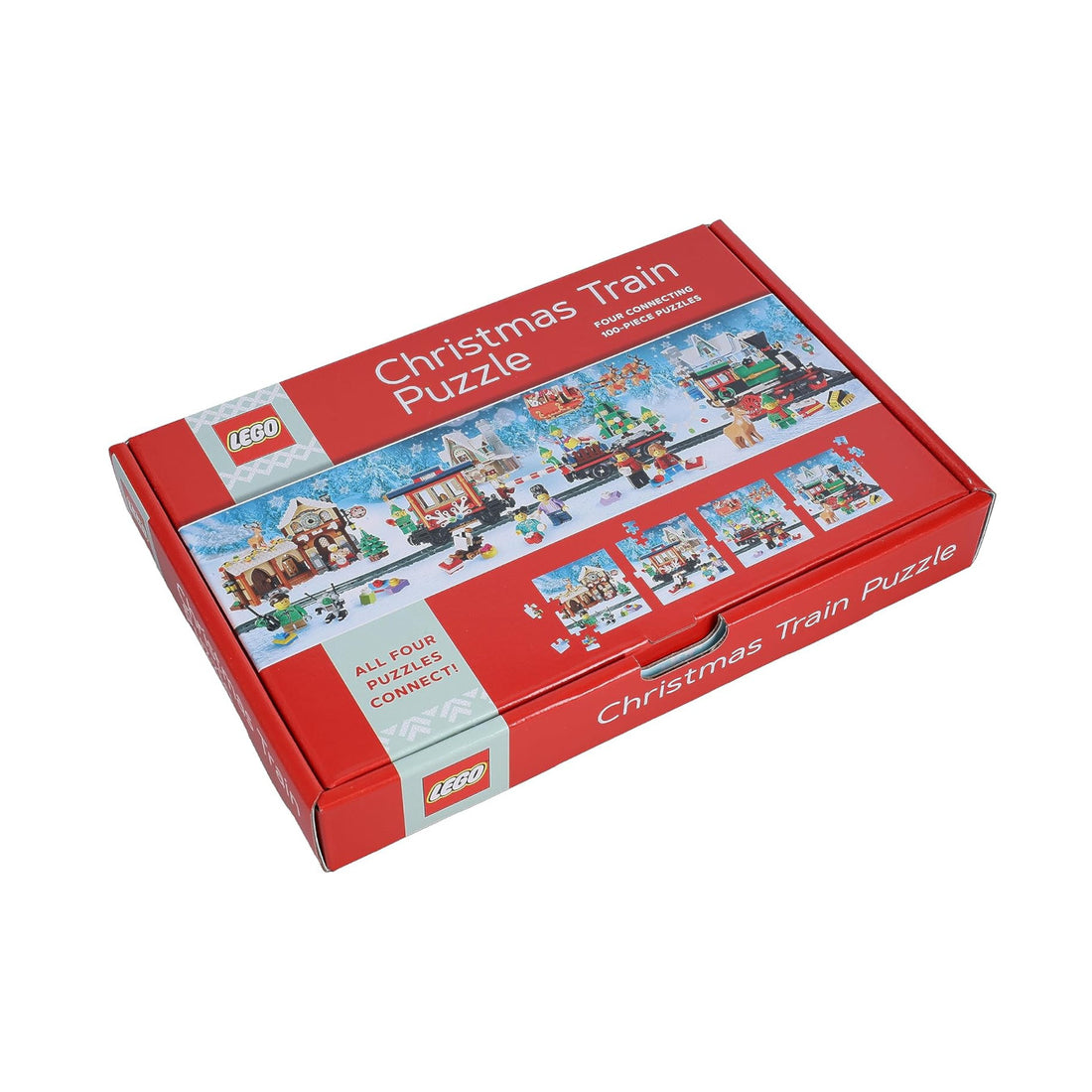 Puzzle colaborativ, 4 x 100 piese - Christmas Train - LEGO