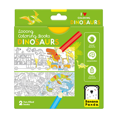 Carti luuungi pentru colorat, 2 buc - I Love Coloring Dinosaurs - Banana Panda