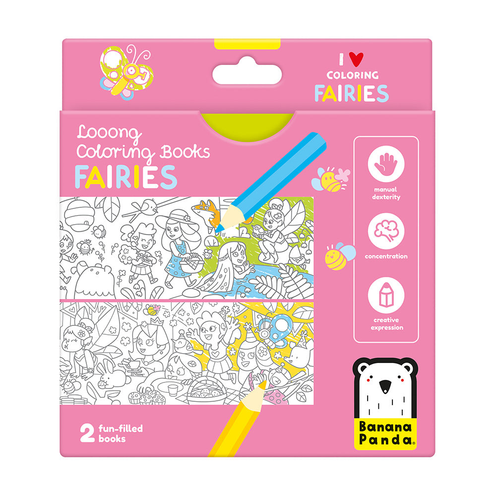 Carti luuungi pentru colorat, 2 buc - I Love Coloring Fairies - Banana Panda