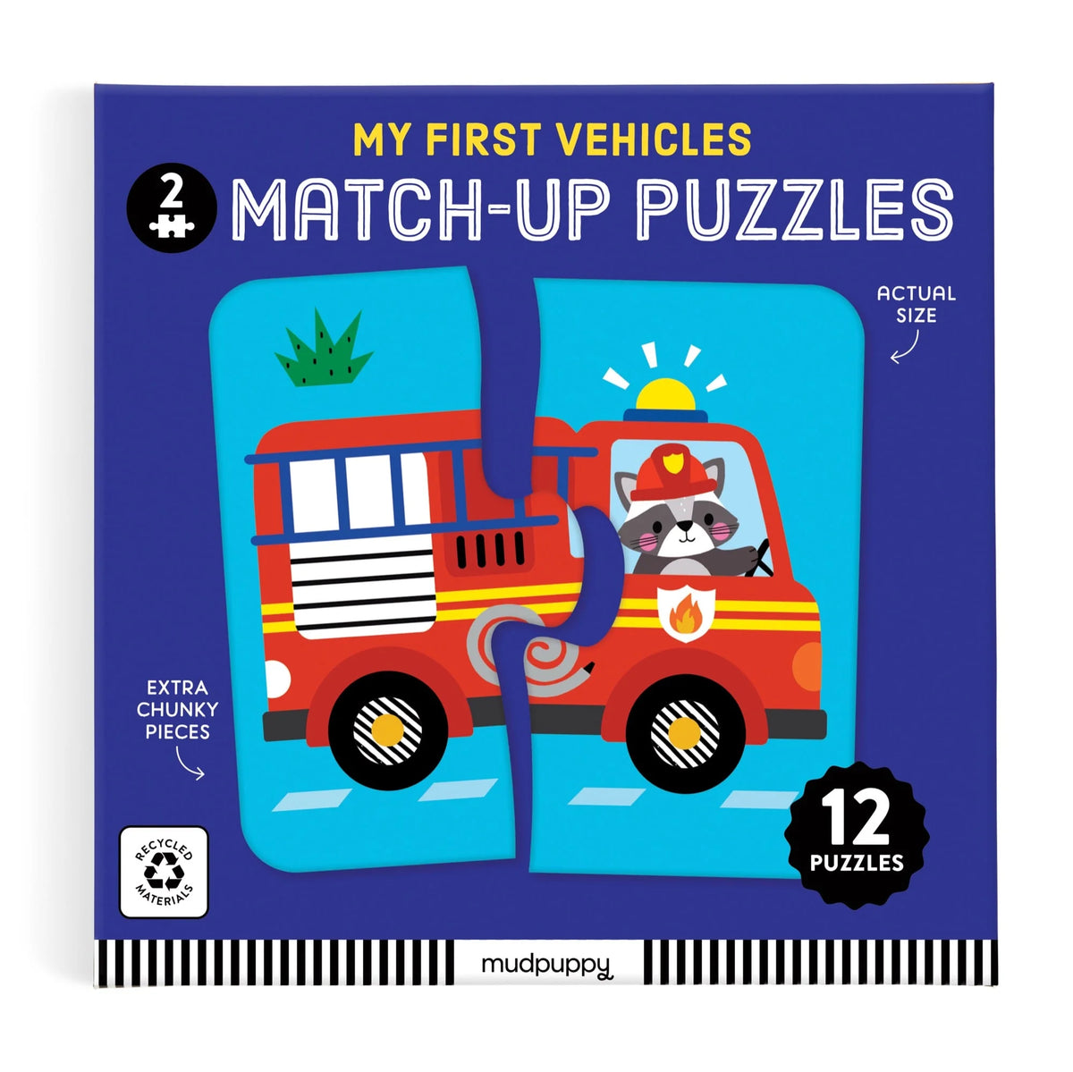 Fața cutiei My First Vehicles cu 12 puzzle-uri de asociere din câte 2 piese