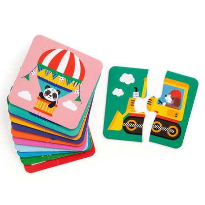 Puzzle-uri My First Vehicles cu balon cu aer cald și buldozer desfăcut în două piese
