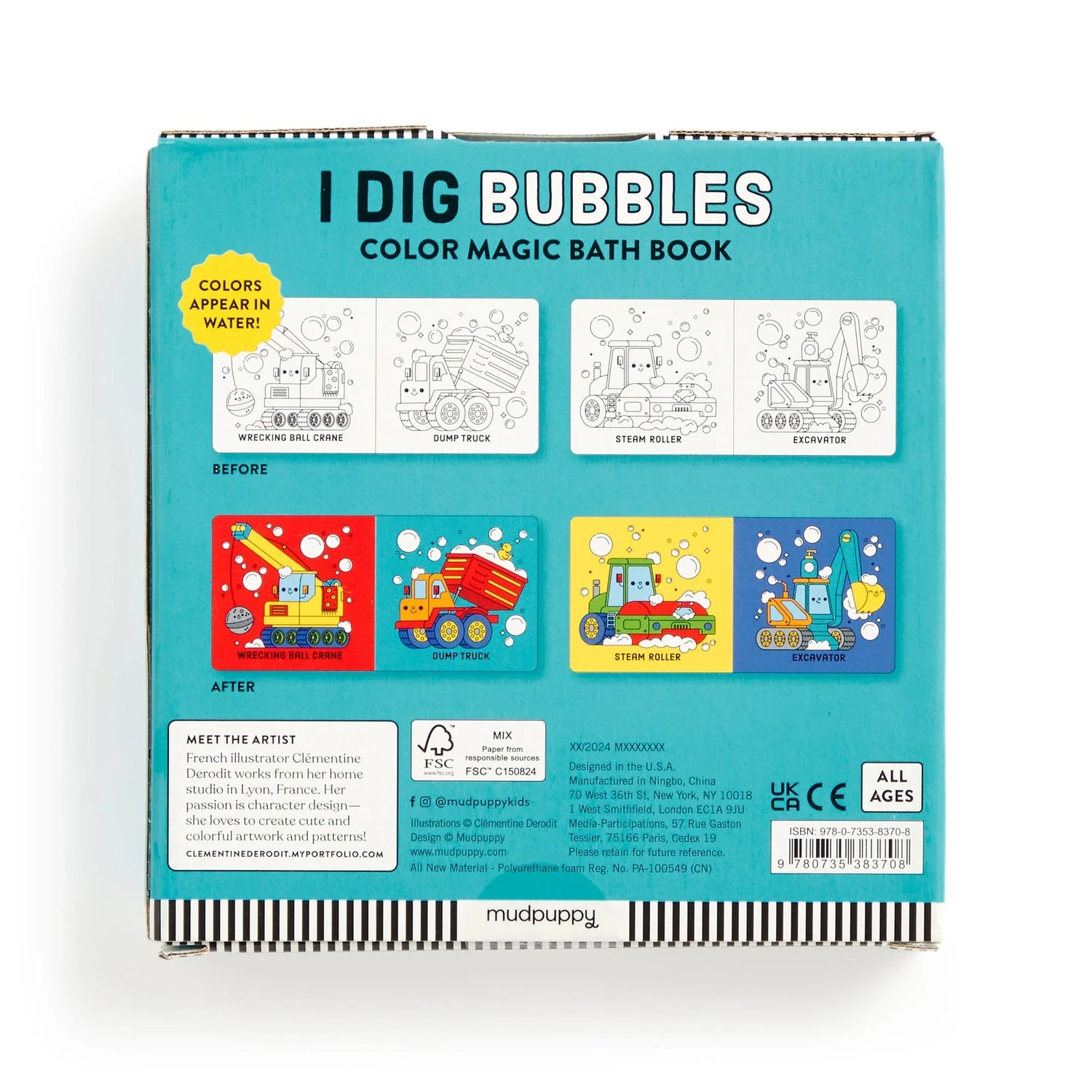 Carte pentru baie - I Dig Bubbles, Magic Color - Mudpuppy