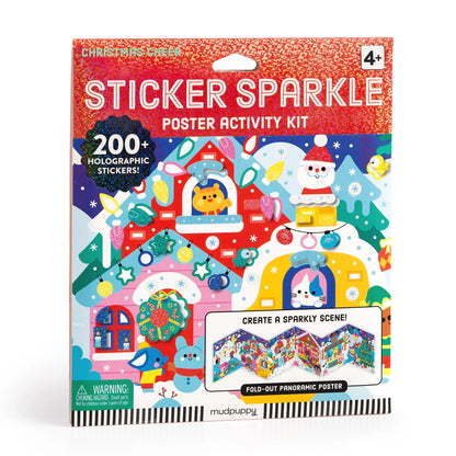 Set creativ Christmas Cheer Mudpuppy cu poster și stickere holografice, vedere din față