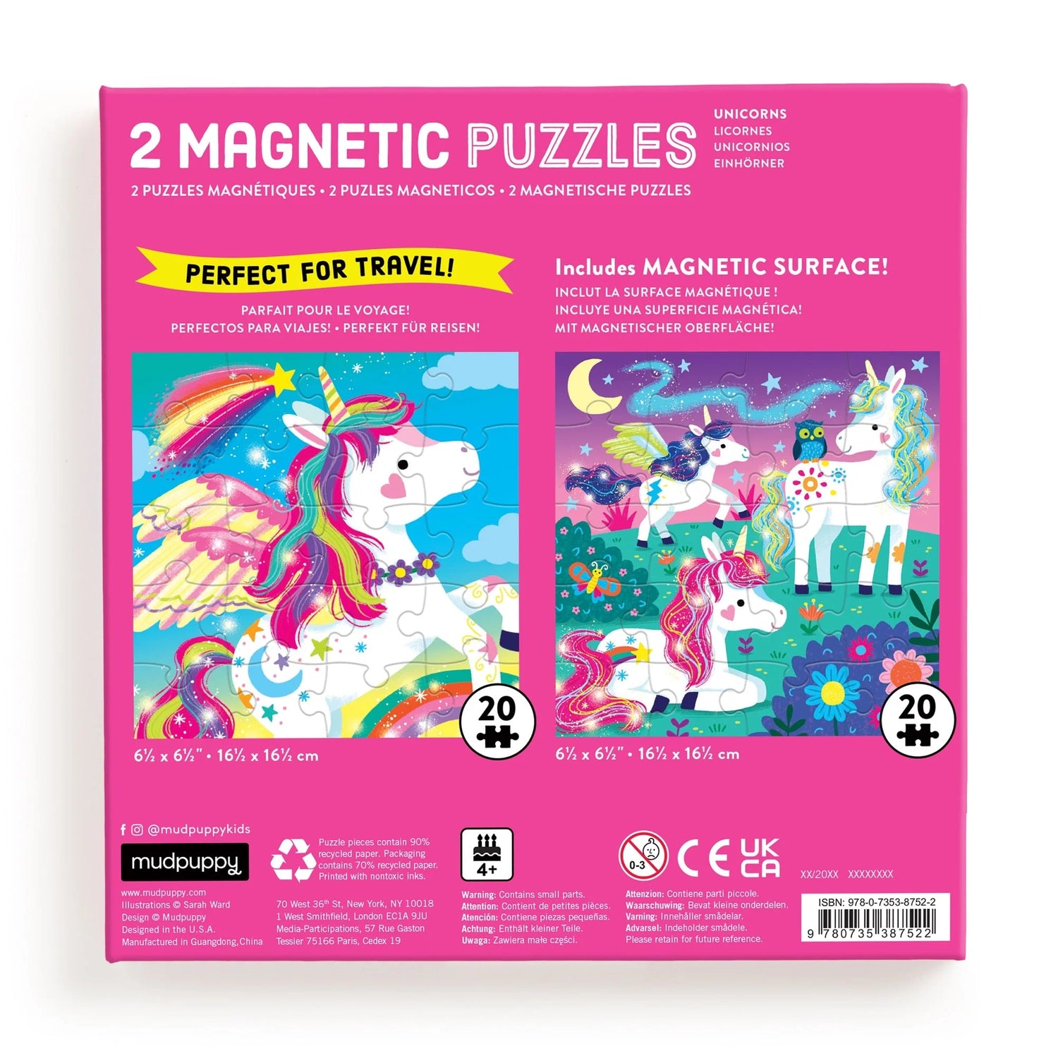 Puzzle magnetic, 2 în 1 - Unicorn Dreams - Mudpuppy