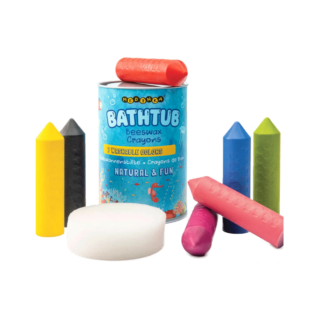 Creioane pentru baie din ceara de albine, 7 culori – Bathtub Crayons - Medenka