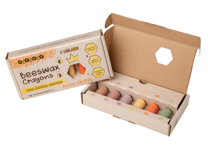 Creioane groase din ceara de albine, 6 culori – Junior Pastel - Medenka