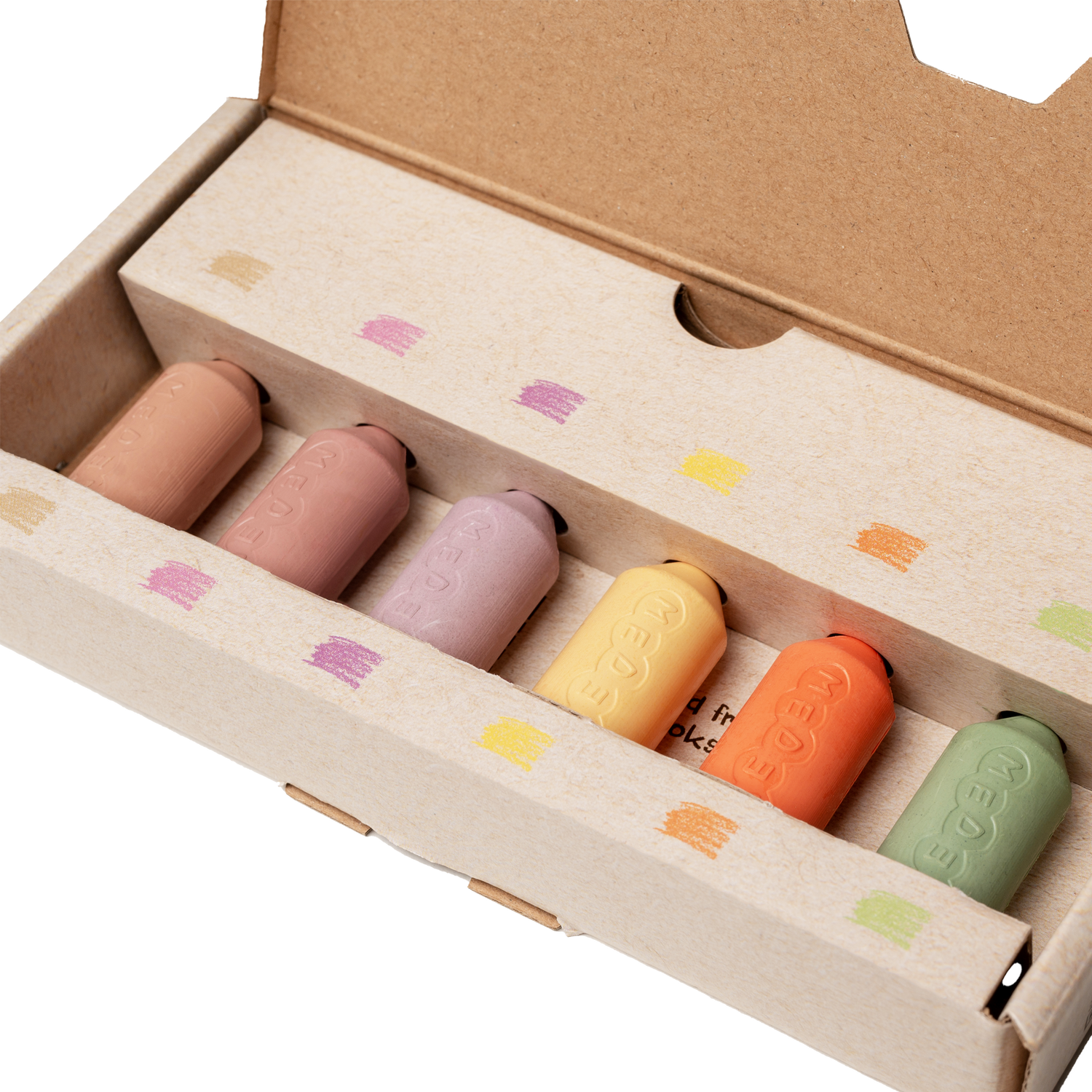 Creioane groase din ceara de albine, 6 culori – Junior Pastel - Medenka