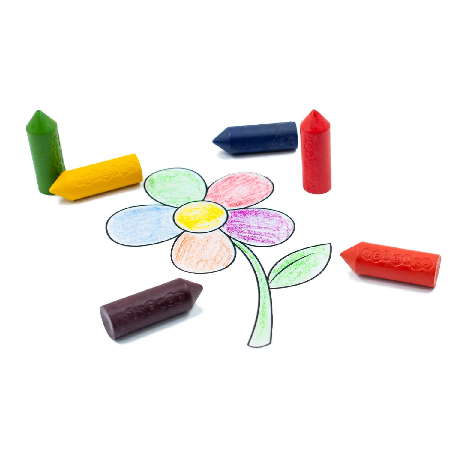 Creioane groase din ceara de albine, 6 culori – Junior Rainbow - Medenka