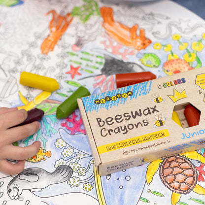 Creioane groase din ceara de albine, 6 culori – Junior Rainbow - Medenka