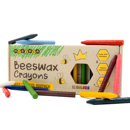 Creioane subtiri din ceara de albine, 12 culori – Classic - Medenka