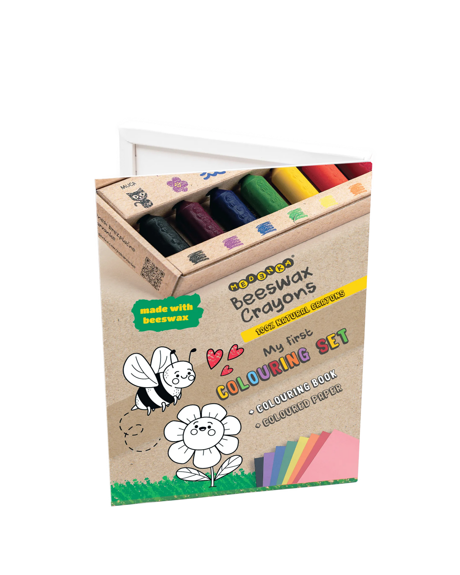 Set creativ cu creioane din ceara de albine, 6 culori - My first creativity set - Medenka