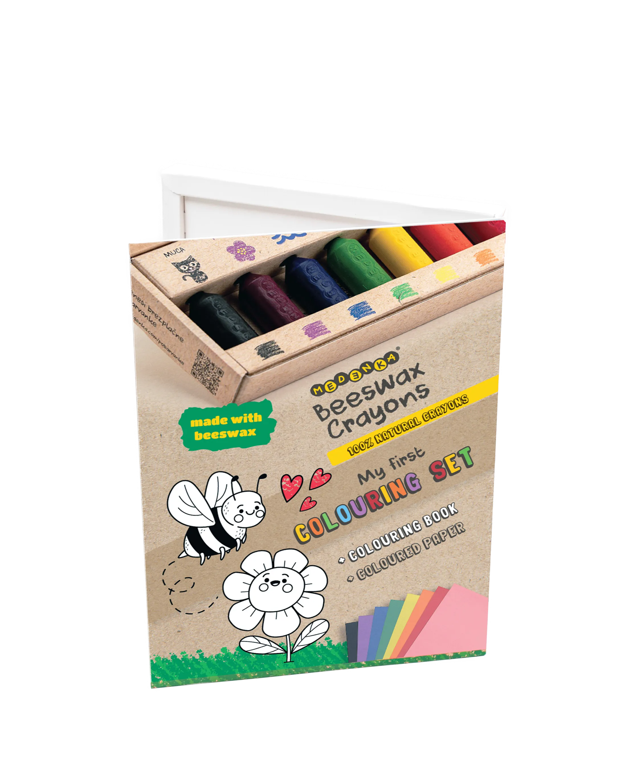 Set creativ cu creioane din ceara de albine, 6 culori - My first creativity set - Medenka