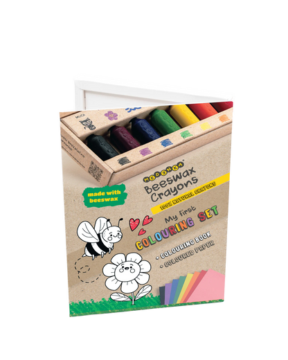 Set creativ cu creioane din ceara de albine, 6 culori - My first creativity set - Medenka