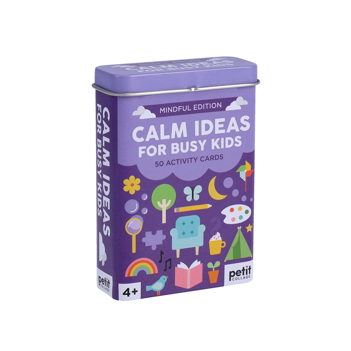 Cutia metalică mov Calm Ideas for Busy Kids Mindful Edition de la Petit Collage