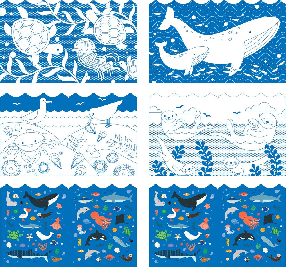 Carte de colorat + stickere - Ocean - Petit Collage
