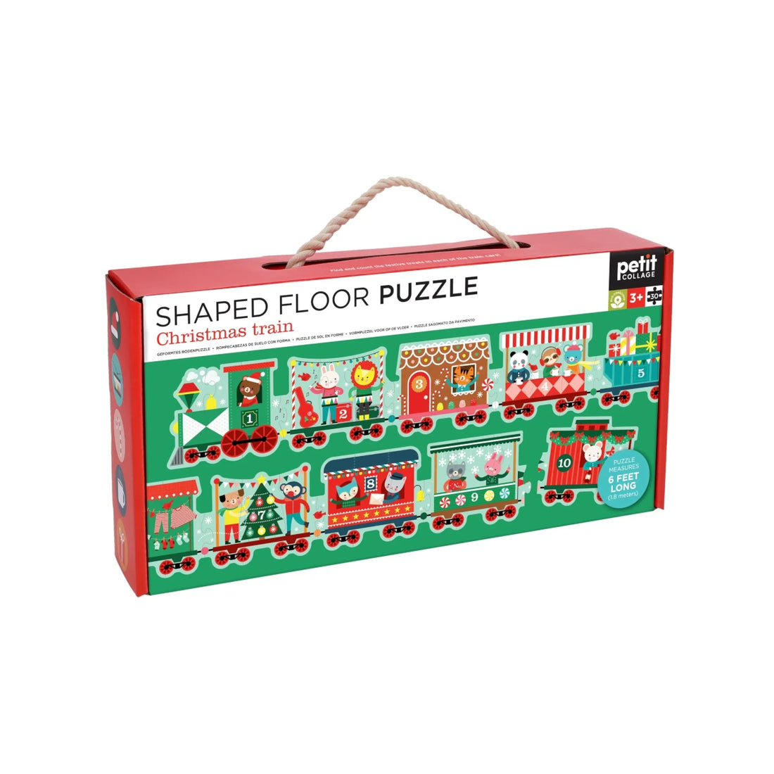 Puzzle luuung de podea, 30 piese - Christmas Train - Petit Collage
