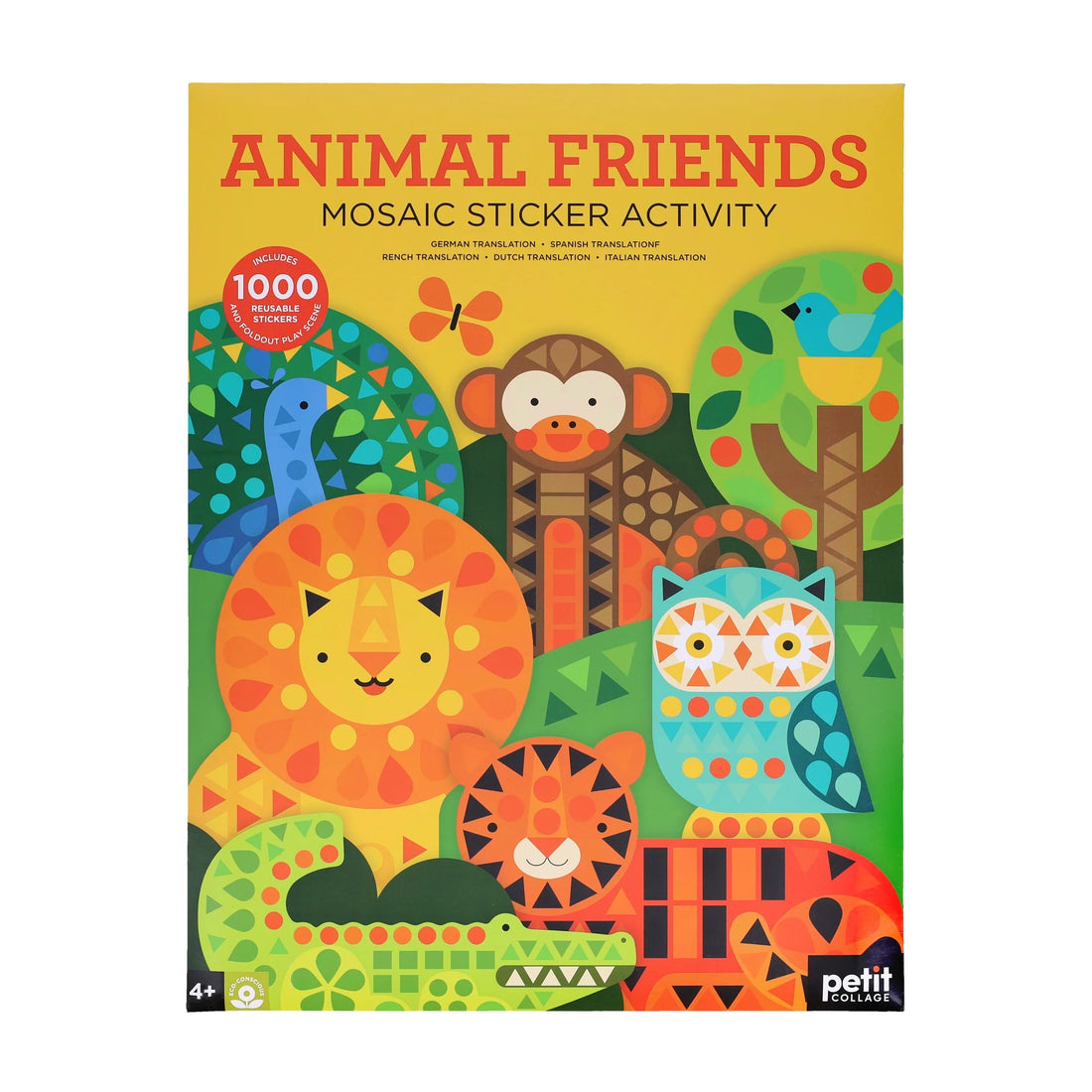 Set creativ mozaic, 1000 stickere - Animal Friends - Petit Collage