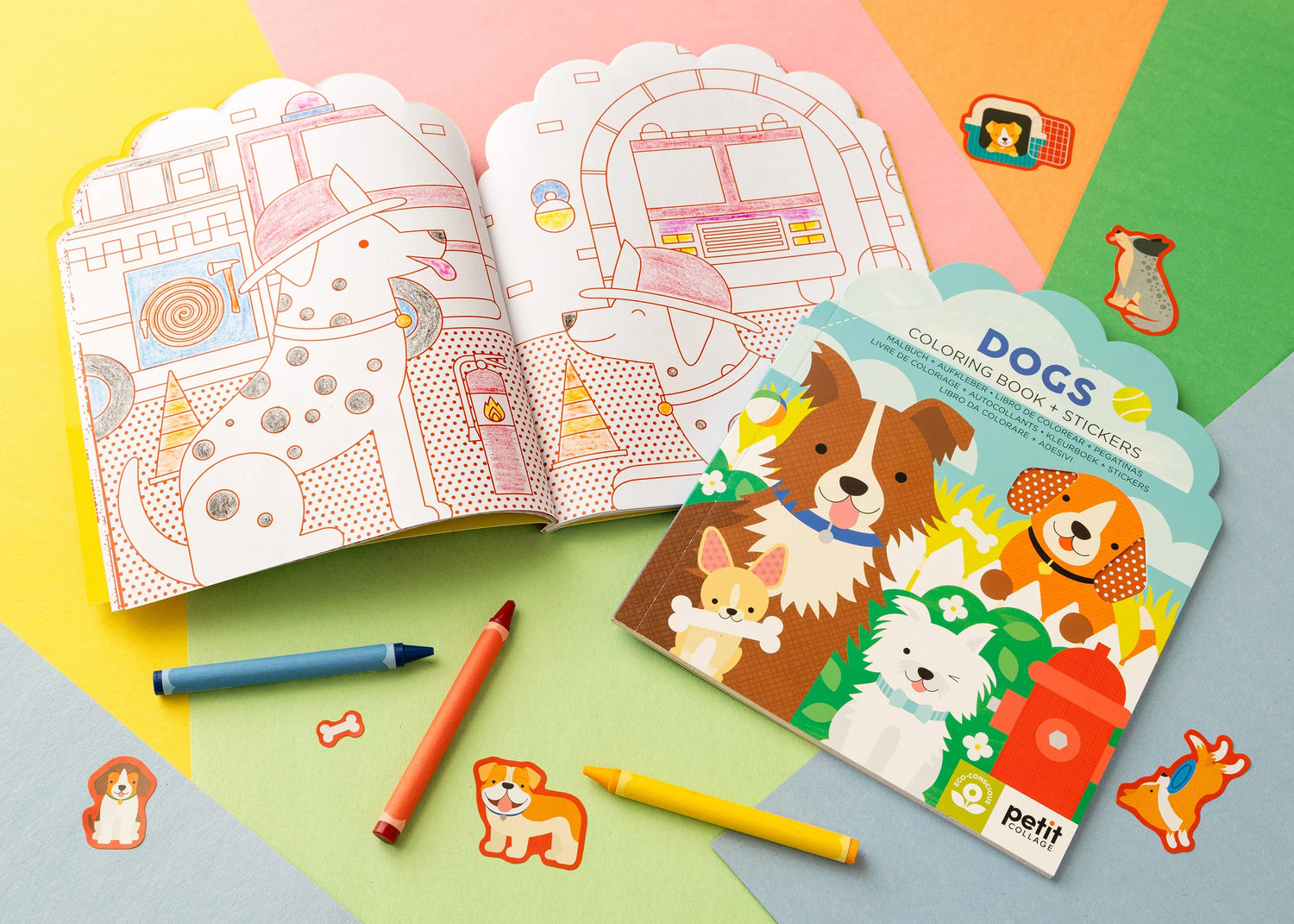Carte de colorat + stickere - Dogs - Petit Collage