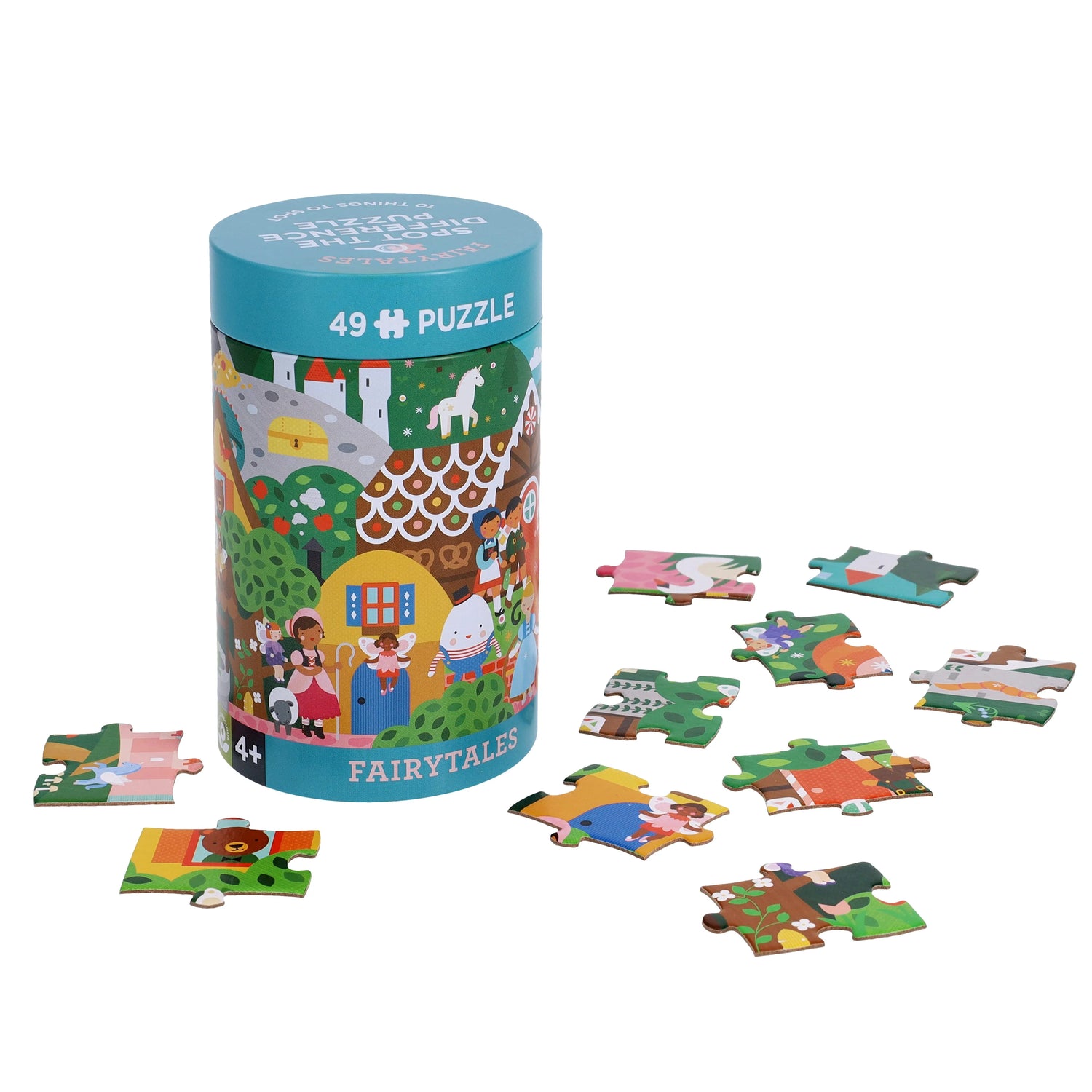 Puzzle 2 în 1 - Găsește diferențele, 49 piese - Fairy Tales - Petit Collage