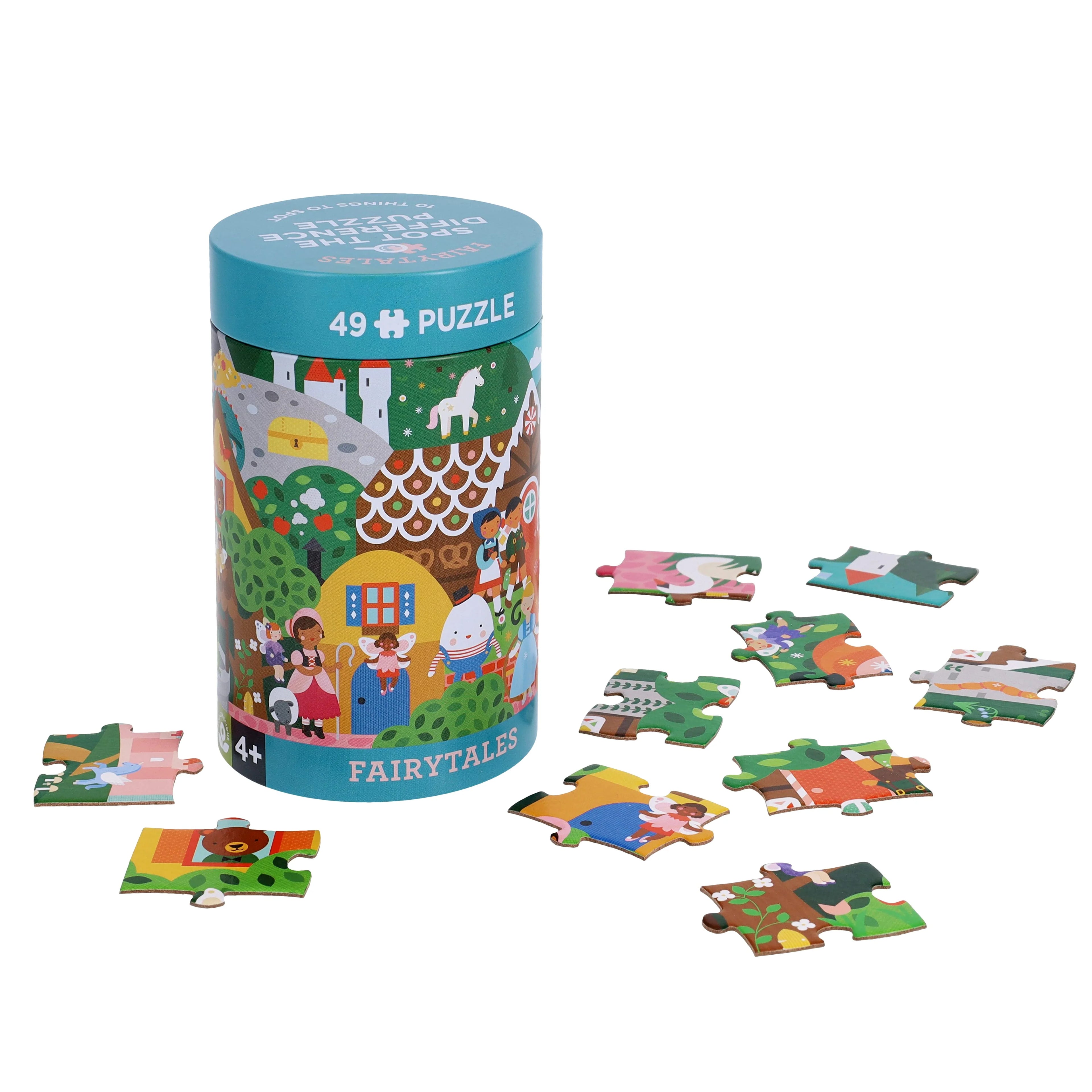 Puzzle 2 în 1 - Găsește diferențele, 49 piese - Fairy Tales - Petit Collage