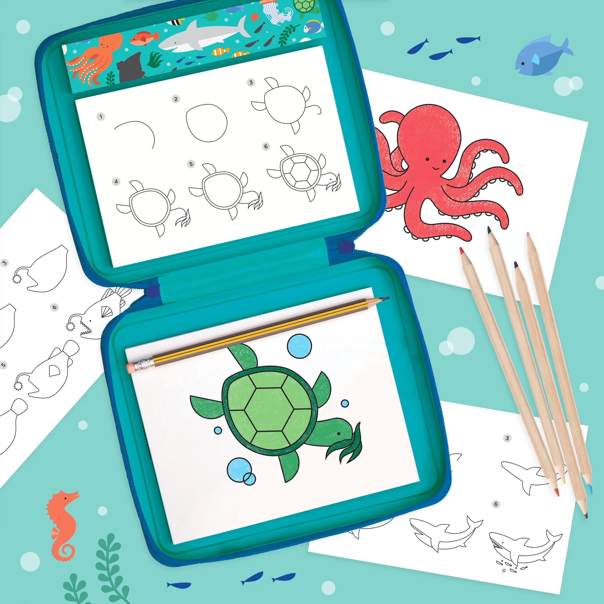 Set creativ How to Draw - Ocean Life - Petit Collage
