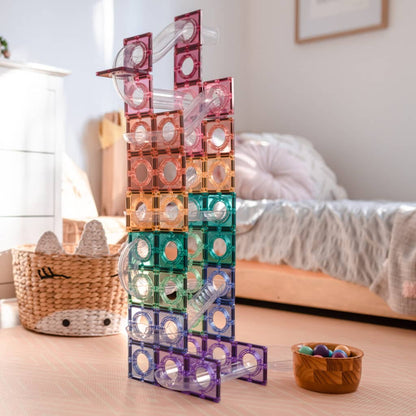 Set constructie magnetic, 106 piese – Pastel Ball Run Pack – Connetix