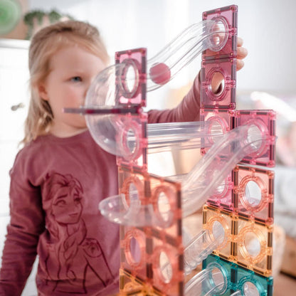 Set constructie magnetic, 106 piese – Pastel Ball Run Pack – Connetix