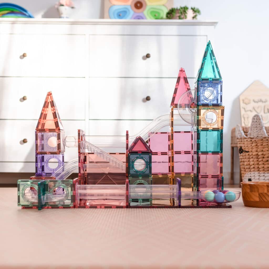 Set constructie magnetic, 106 piese – Pastel Ball Run Pack – Connetix