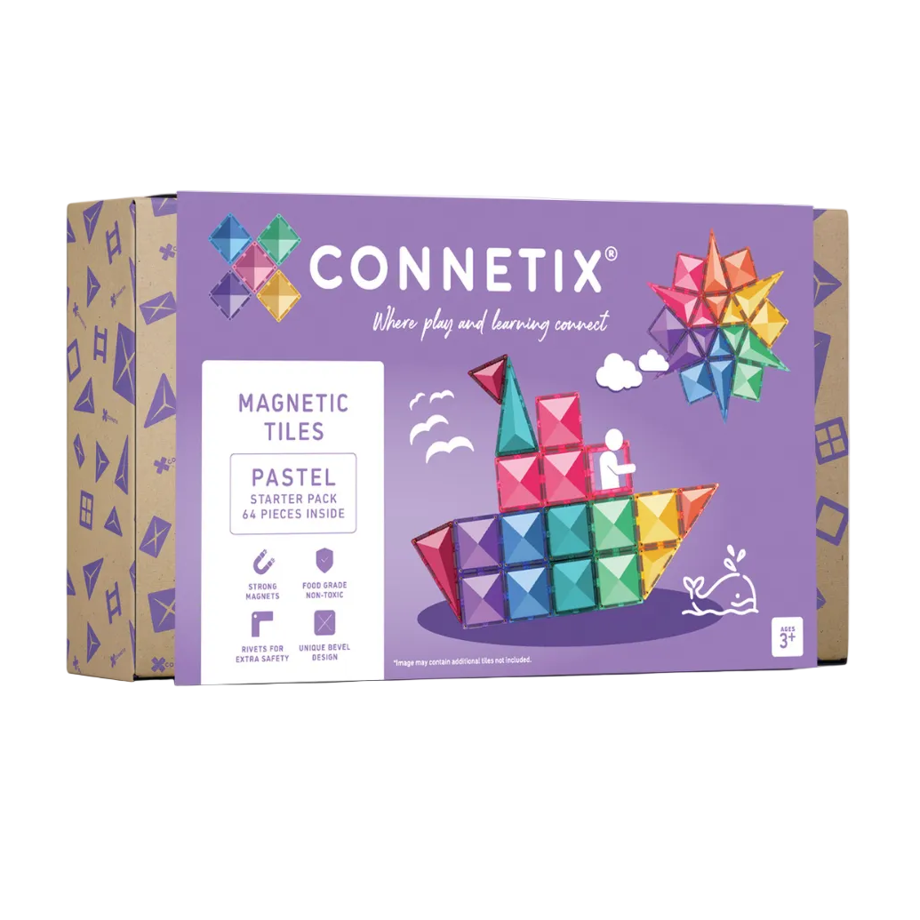 Set constructie magnetic, 64 piese - Pastel Starter Pack – Connetix
