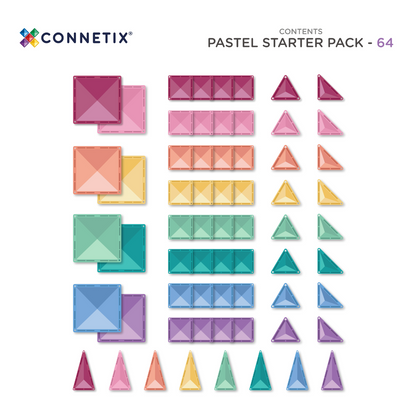 Set constructie magnetic, 64 piese - Pastel Starter Pack – Connetix