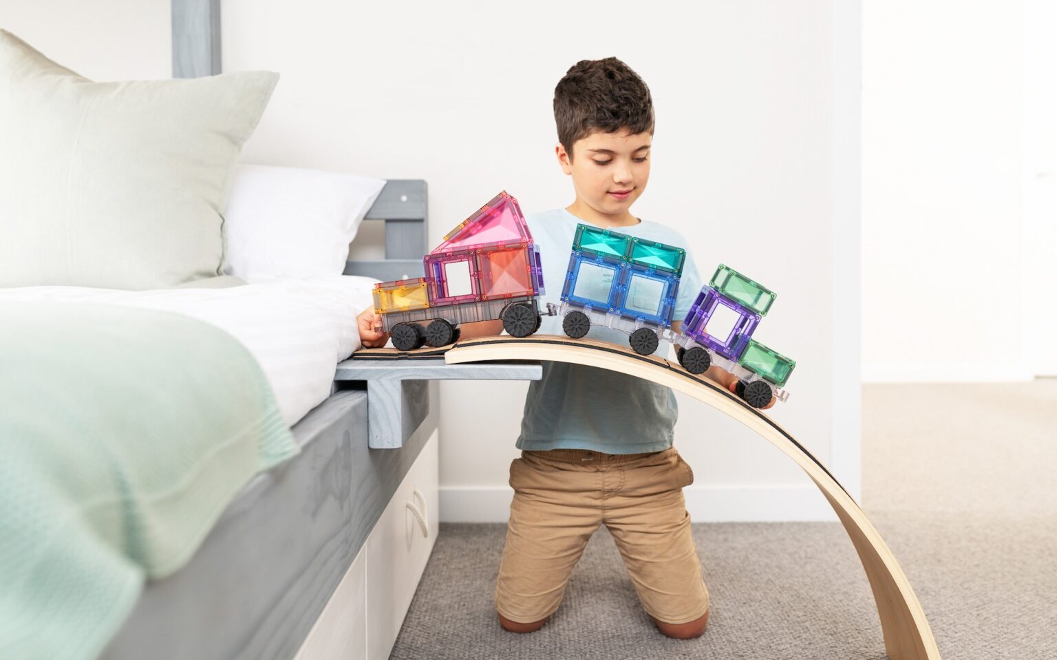 Set constructie magnetic, 50 piese – Pastel Transport Pack – Connetix