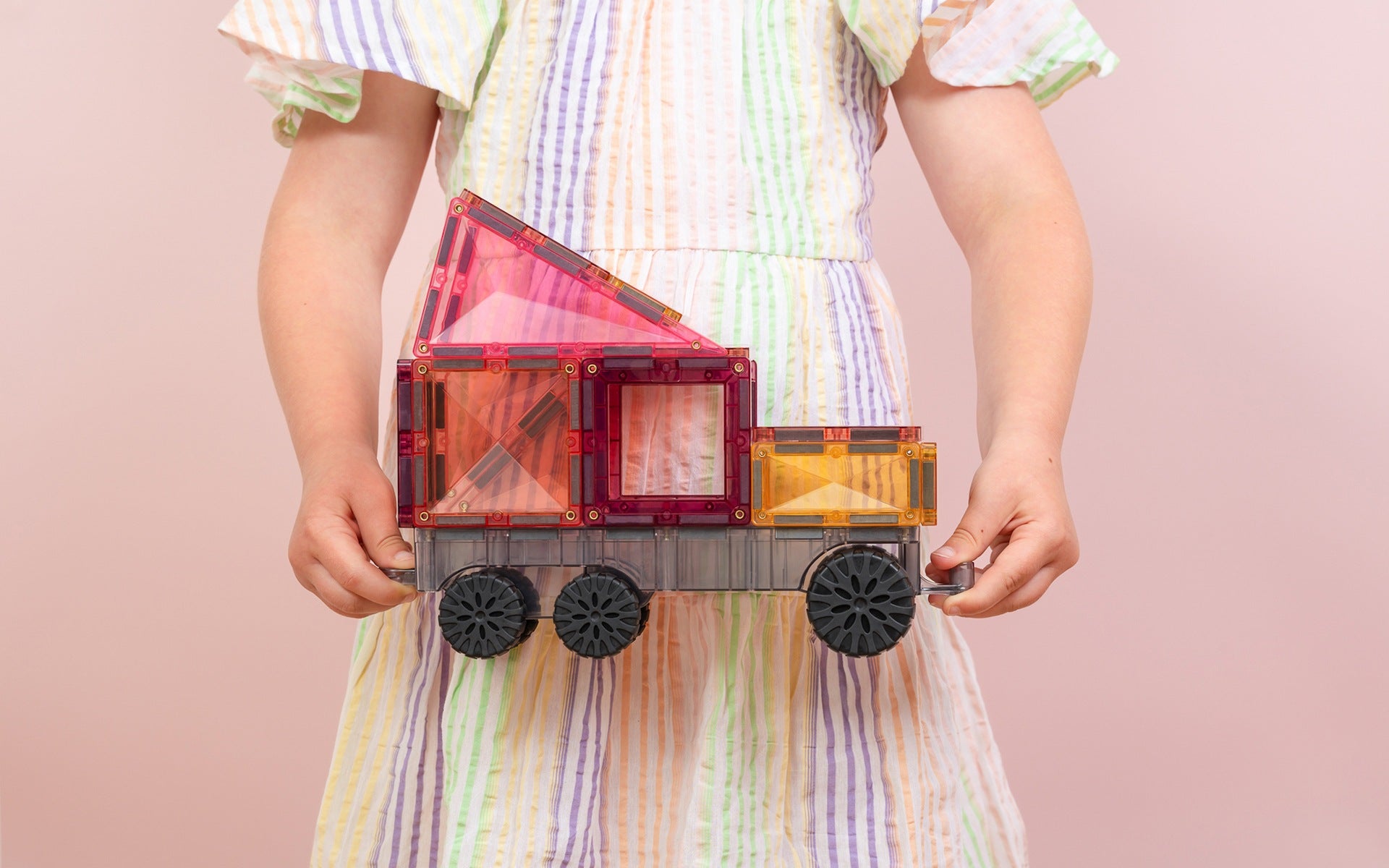 Set constructie magnetic, 50 piese – Pastel Transport Pack – Connetix
