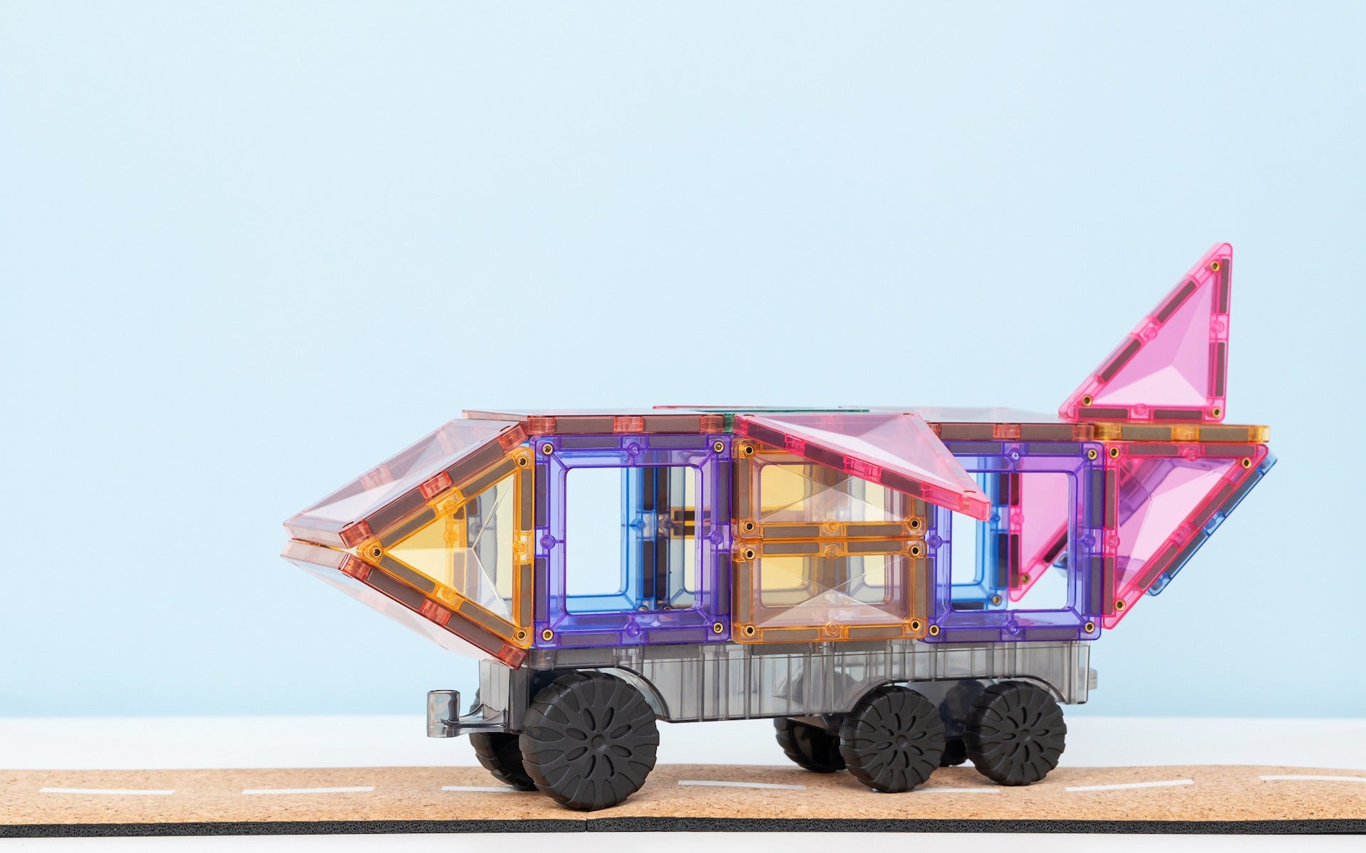 Set constructie magnetic, 50 piese – Pastel Transport Pack – Connetix