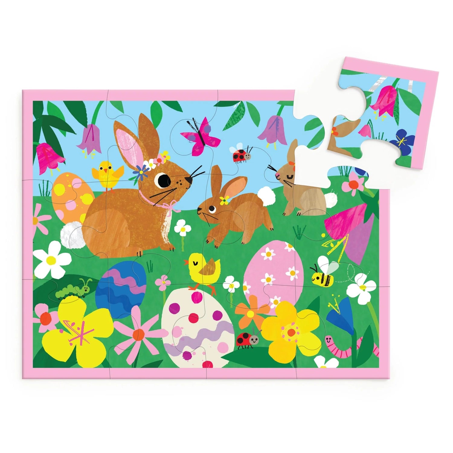 Puzzle On-the-Go, 12 piese - Spring Bunnies - Mudpuppy