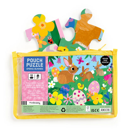 Puzzle On-the-Go, 12 piese - Spring Bunnies - Mudpuppy