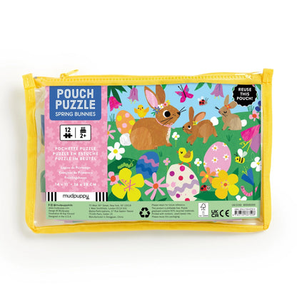 Puzzle On-the-Go, 12 piese - Spring Bunnies - Mudpuppy