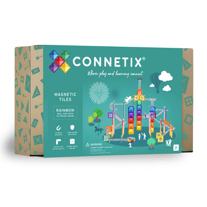 Set constructie magnetic, 92 piese – Rainbow Ball Run Pack – Connetix