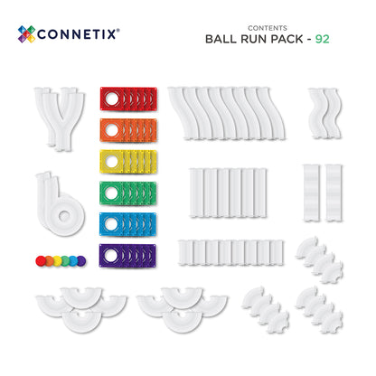 Set constructie magnetic, 92 piese – Rainbow Ball Run Pack – Connetix
