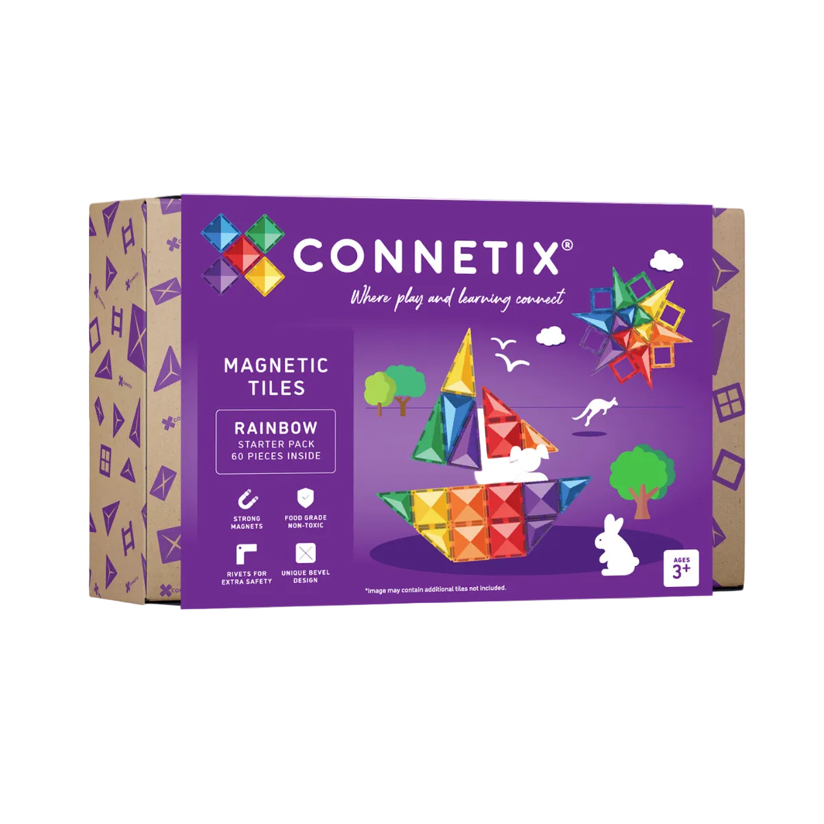 Set constructie magnetic, 60 piese - Rainbow Starter Pack – Connetix
