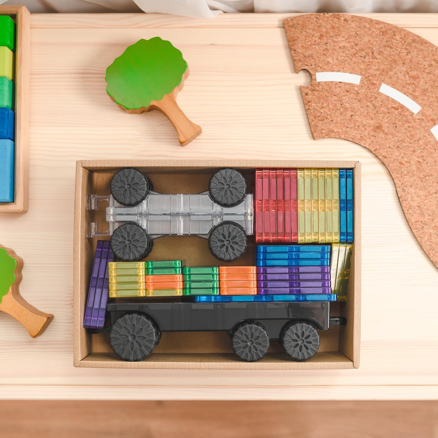 Set constructie magnetic, 50 piese – Rainbow Transport Pack – Connetix