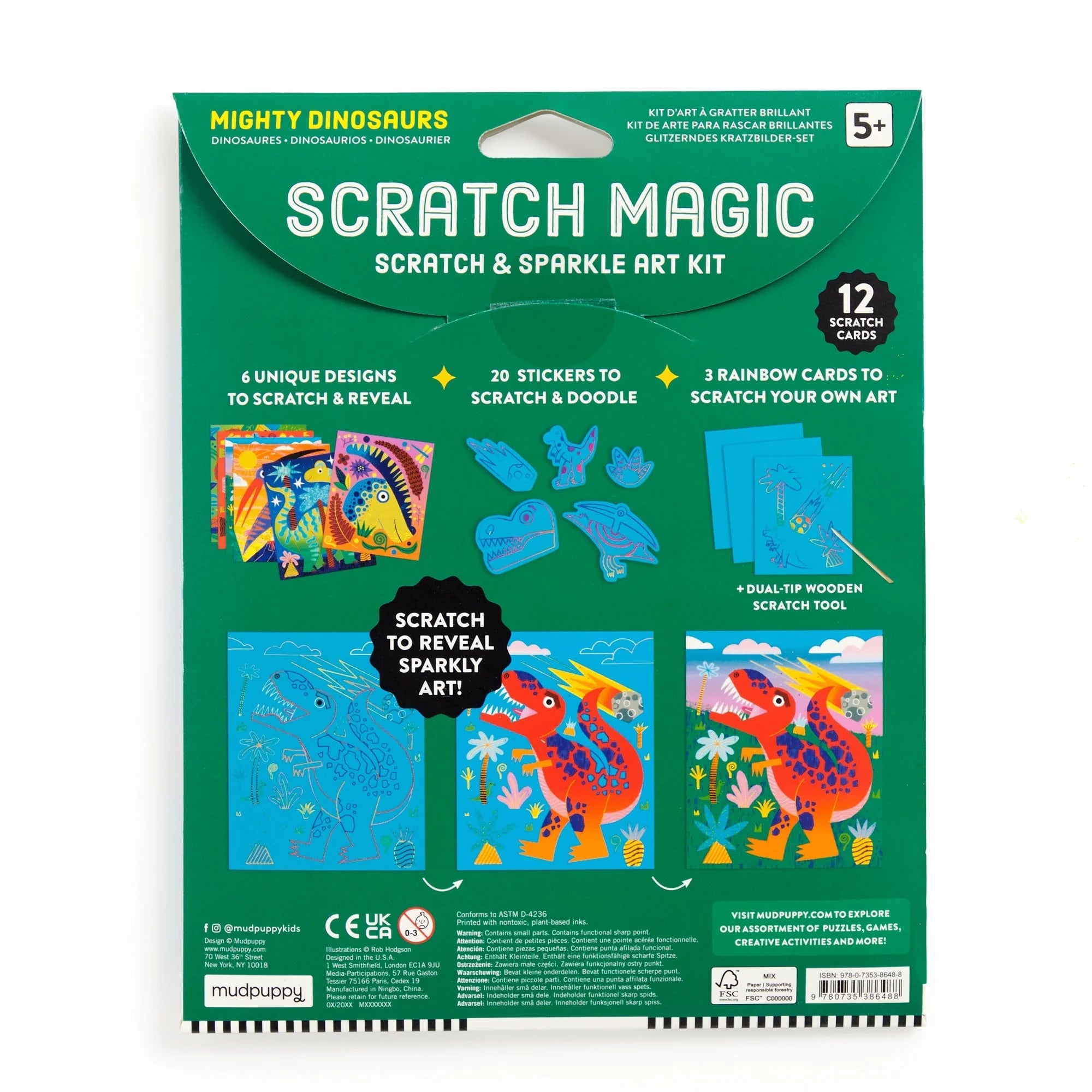 Kit creativ, Scratch Magic - Mighty Dinosaurs - Mudpuppy