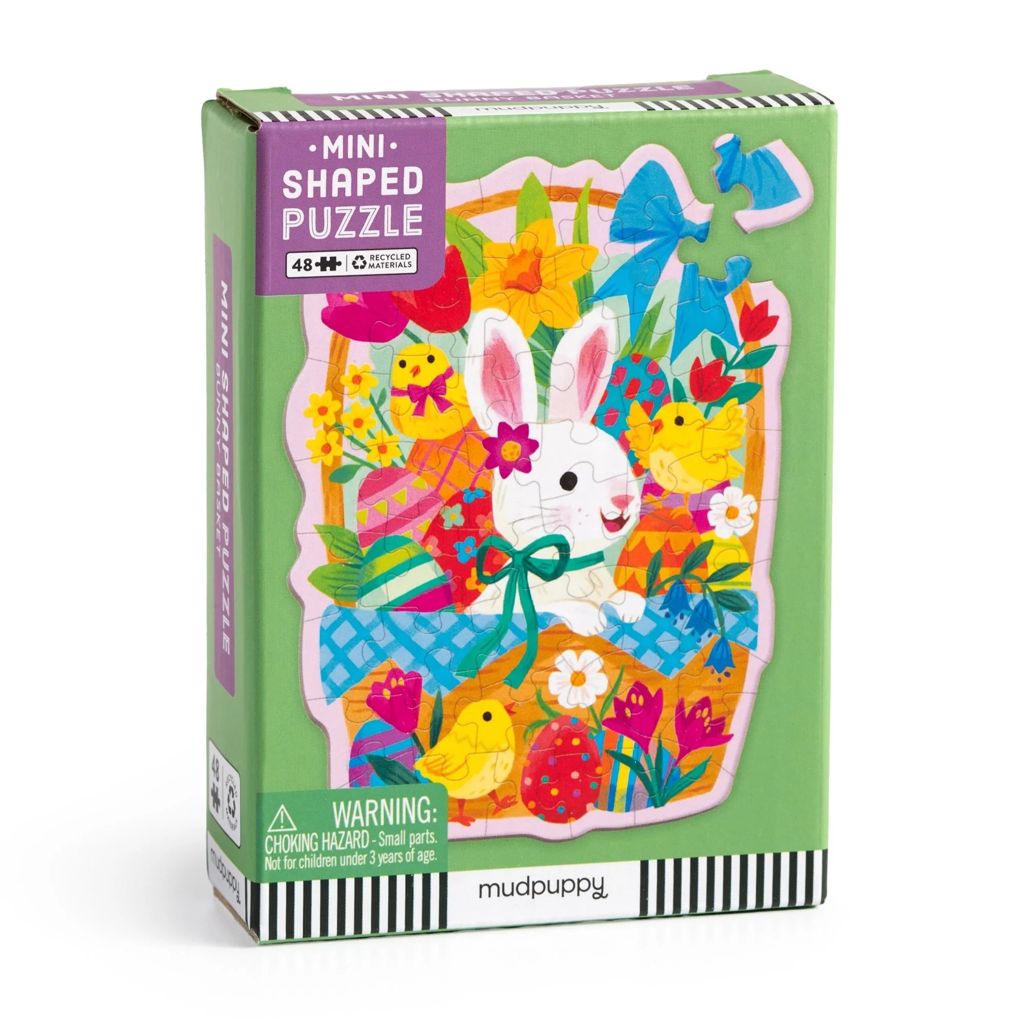Mini Puzzle cu contur special, 48 piese - Bunny Basket - Mudpuppy