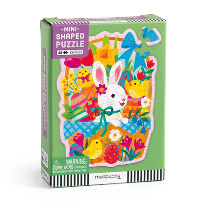 Mini Puzzle cu contur special, 48 piese - Bunny Basket - Mudpuppy