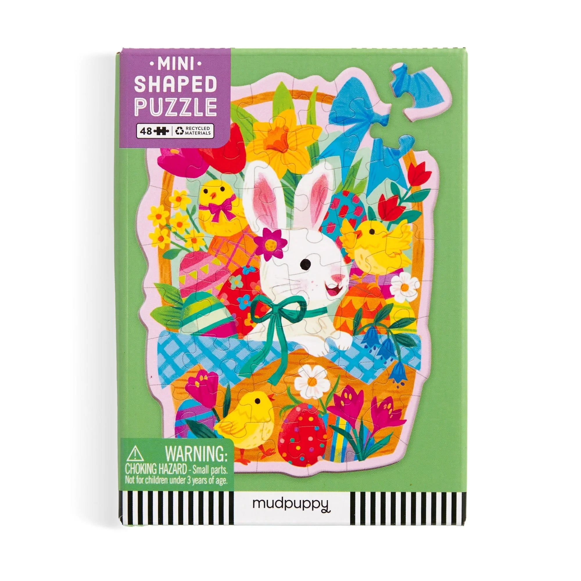 Mini Puzzle cu contur special, 48 piese - Bunny Basket - Mudpuppy