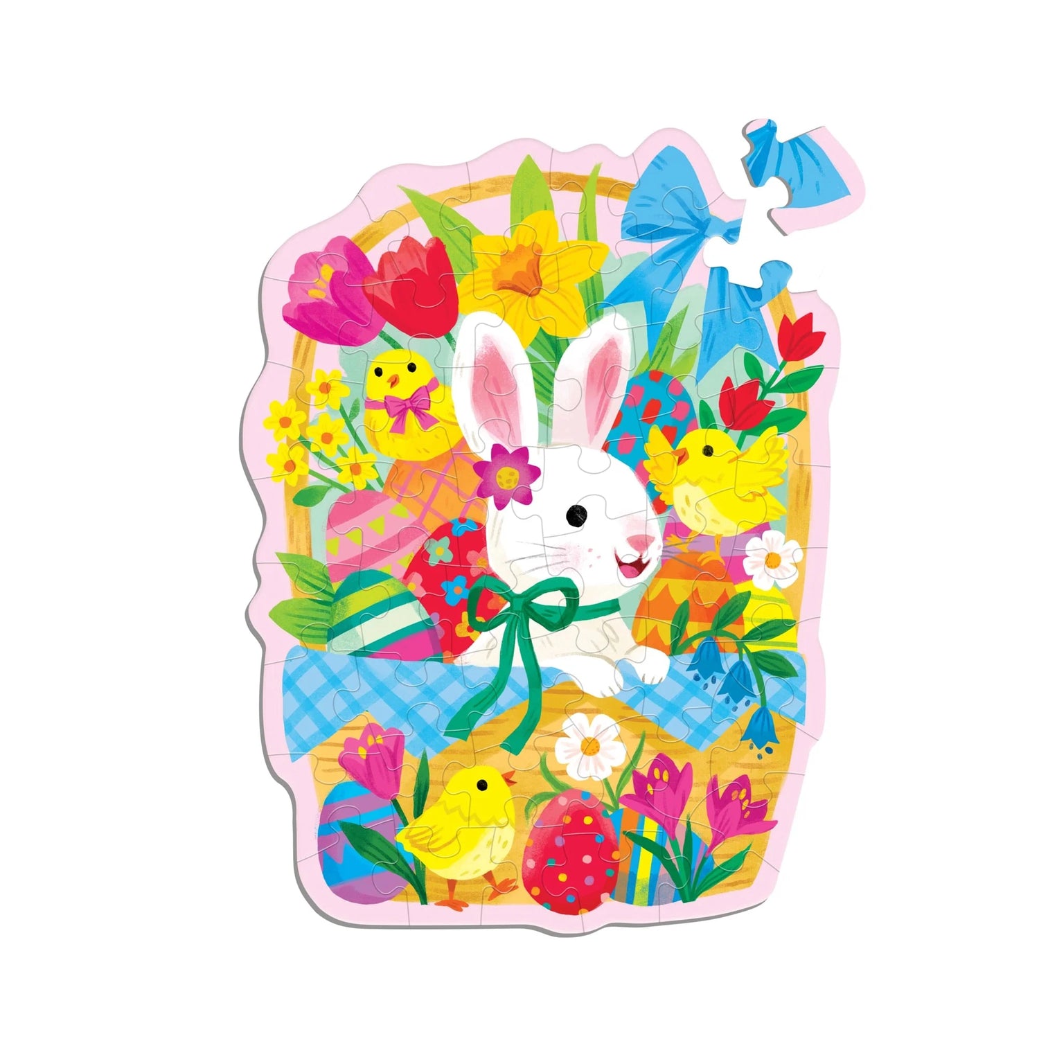 Mini Puzzle cu contur special, 48 piese - Bunny Basket - Mudpuppy